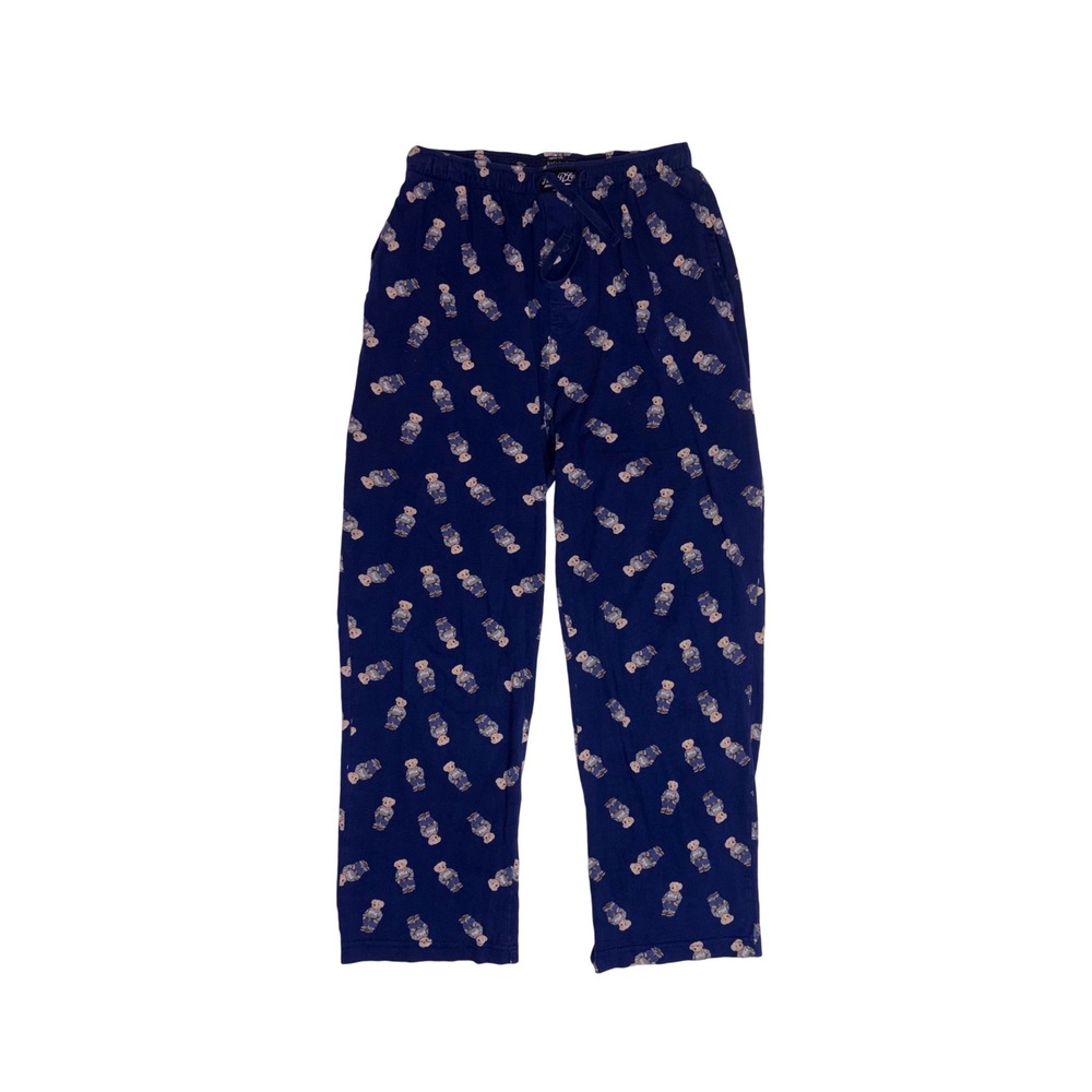 POLO RALPH LAUREN Pajama Pants Mens Small Blue Polo Bear Sleepwear Lounge Cotton